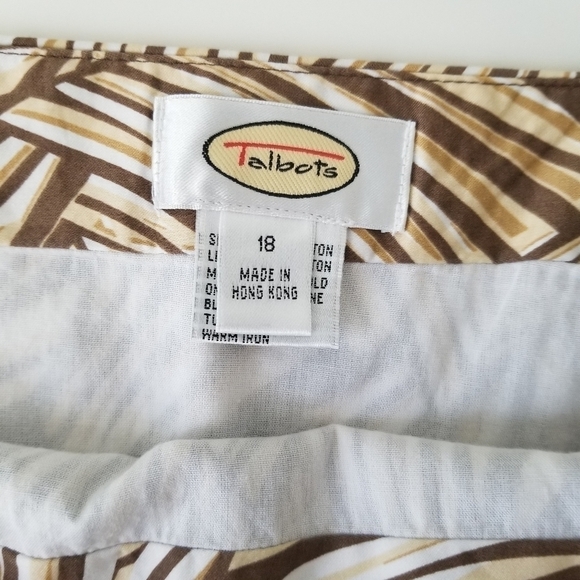 Talbots Y2K Tropical Print Midi Skirt Tan/Cream Neutral Size 18 - Picture 5 of 10